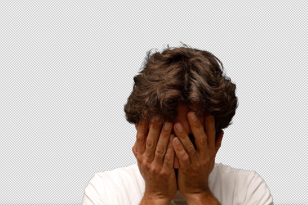 se sentir triste frustré nerveux et déprimé couvrant le visage avec les deux mains pleurant