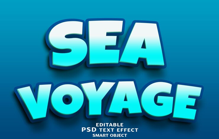 PSD sea voyage 3d text effect design