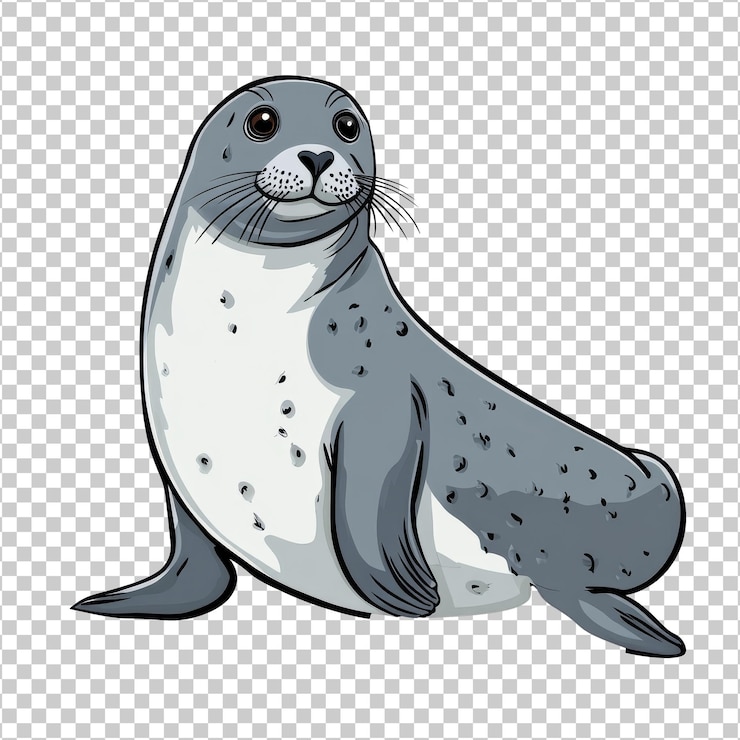 PSD seal basking by the sunny shore cut out transparent