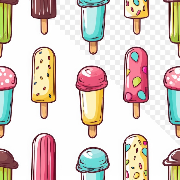 PSD a seamless pattern with different ice creams