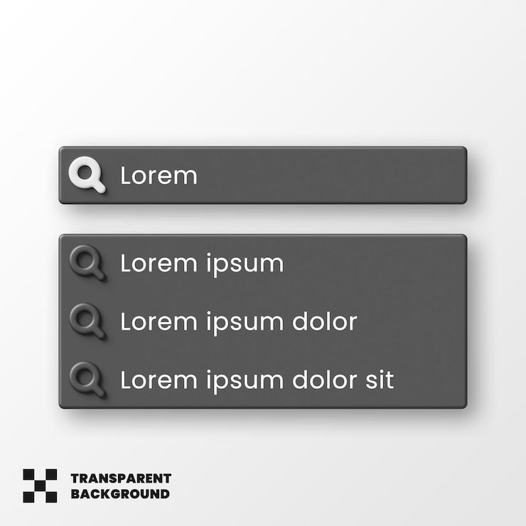 PSD search bar template design 3d