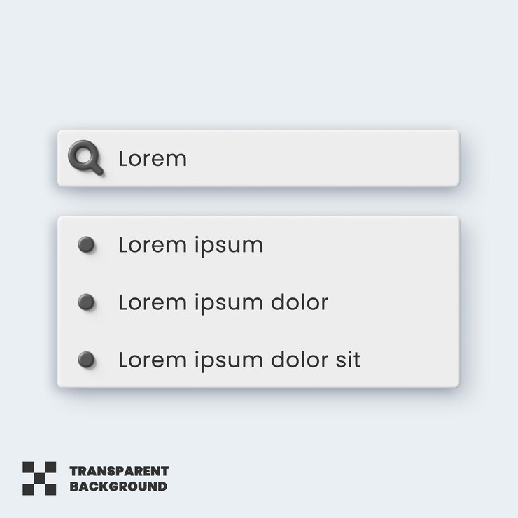 PSD search bar ui template 3d