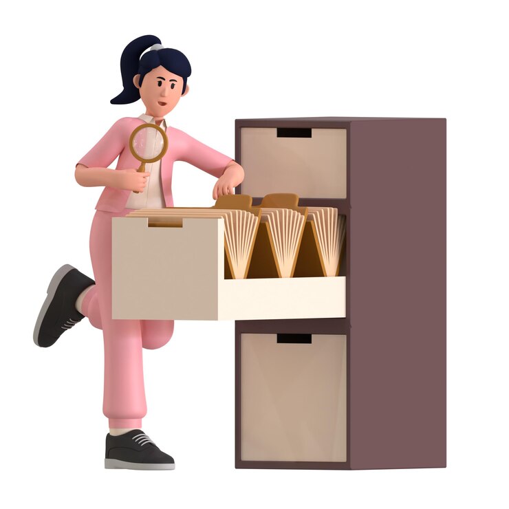 PSD searching file document 3d illustration