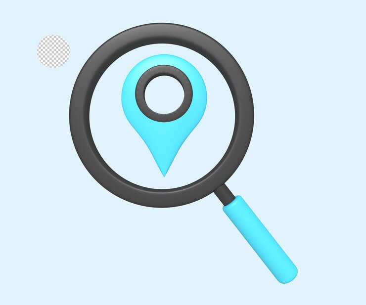 PSD searching location with magnifying glass