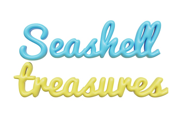 PSD seashell tesoro letras 3d