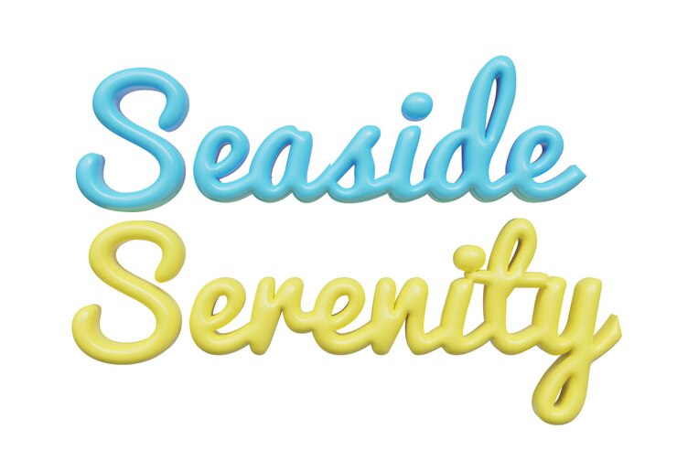 PSD seaside serenity 3d lettering