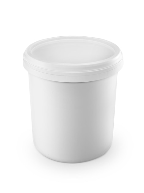Un seau en plastique blanc sur un fond transparent.