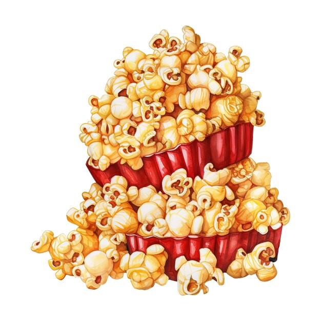 PSD seau à pop-corn avec image générée par l'ia de pop-corn rouge