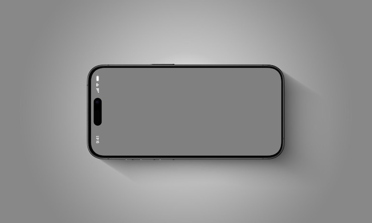 PSD sebuah telepon dengan penutup belakang bertuliskan iphone