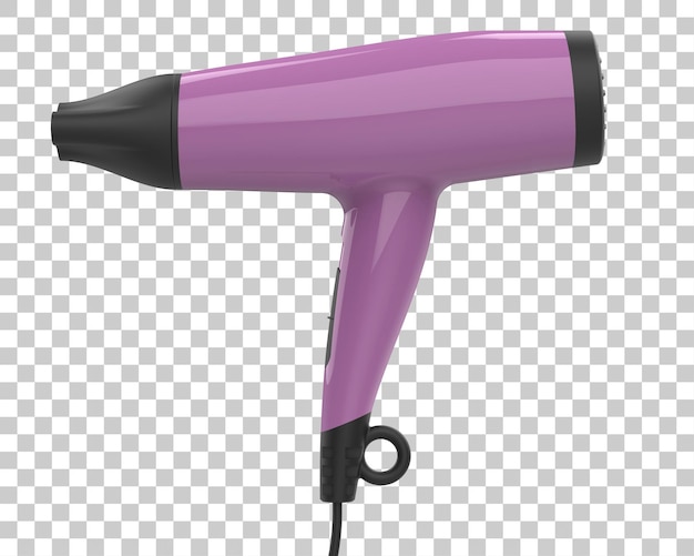 Secador de cabelo isolado na ilustração de renderização 3d de fundo transparente