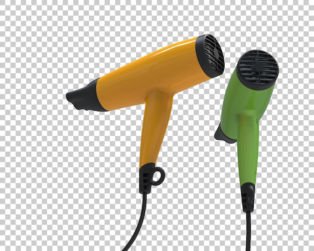 El secador de pelo aislado en un fondo transparente Ilustración de renderización 3D