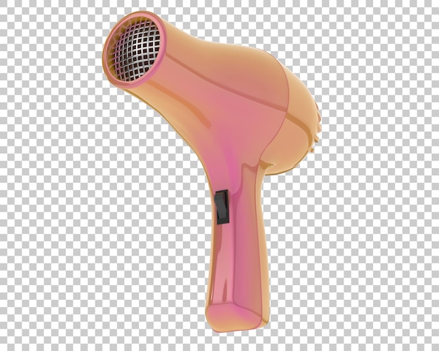 Secador de pelo en la ilustración de renderizado 3d de fondo transparente