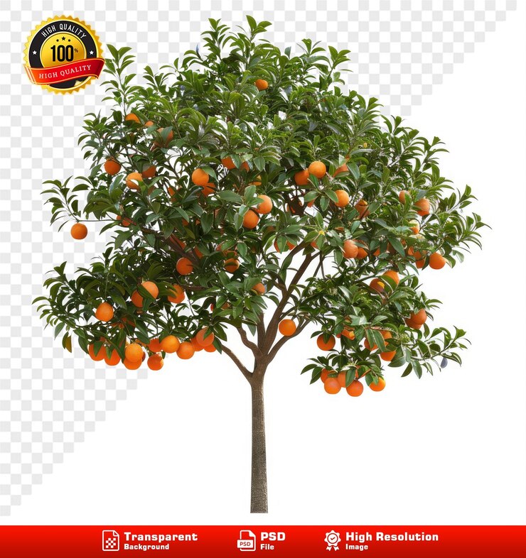Seção de árvore laranja Ver recorte PNG em fundo branco