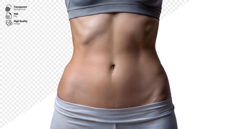 PSD seção média de mulheres aptas mostrando abdominais tonificados representando aptidão e saúde