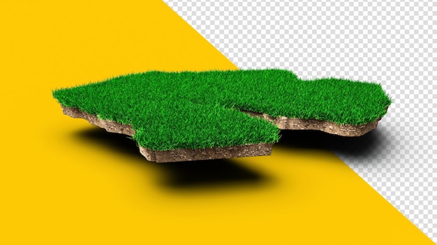 Seção transversal da geologia terrestre do mapa de Djibuti com grama verde e textura 3d do solo da rocha