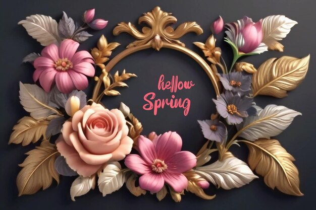 Secchio floreale modello di progettazione banner invito primavera con tipografia