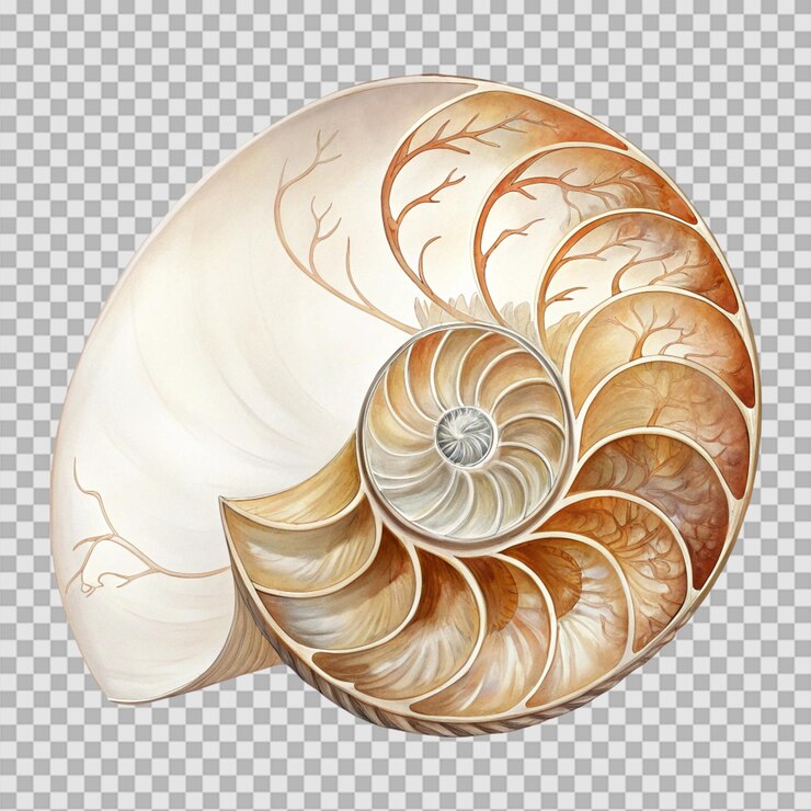 PSD sección transversal de la concha del nautilus