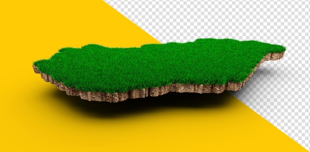 Sección transversal de la geología del suelo de hungría con hierba verde e ilustración 3d de la textura del suelo rocoso