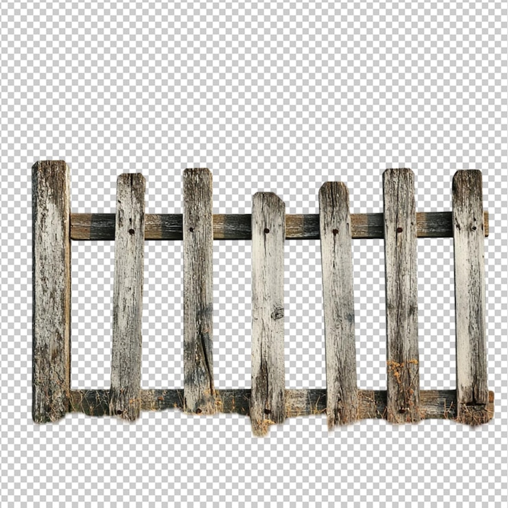 PSD sección de valla de madera rústica desgastada granja rural viejo gris gris pálido envejecido poste patio de tren tabla de caída