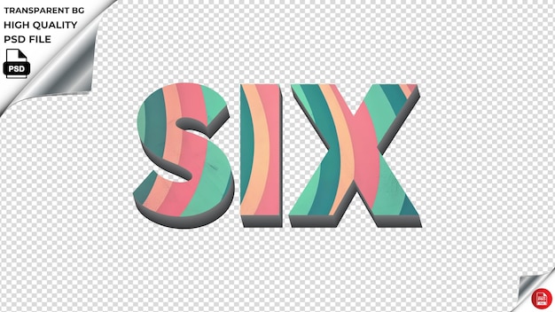 PSD sechs typografie gradient turquoise retro text textur psd durchsichtig