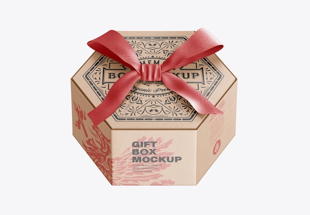 Sechseckige Geschenkbox Mockup