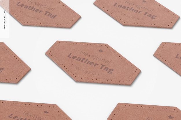 Sechseckige leder-tags mockup, mosaik