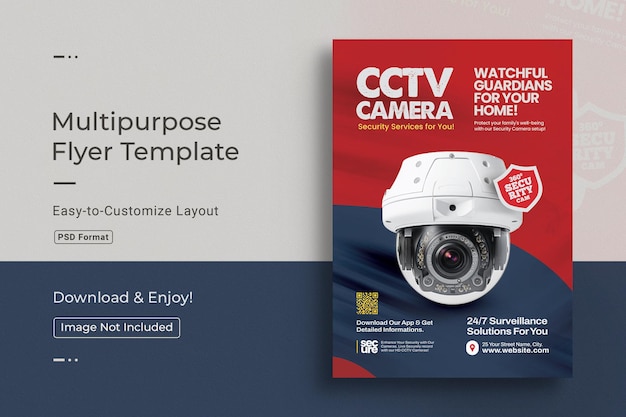 Sécurité à domicile Caméra de sécurité A4 modèle d'affiche de flyer