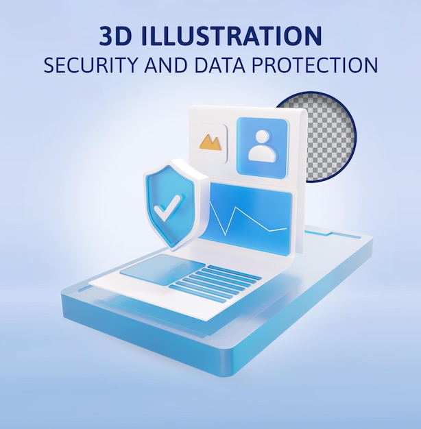 sécurité et protection des données illustration de rendu 3D