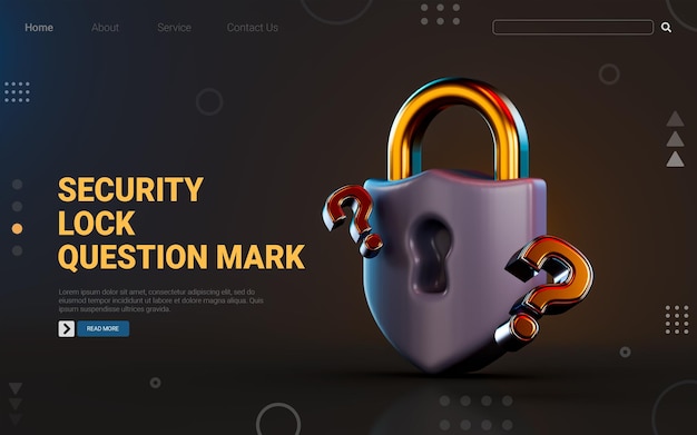 security lock icon with question mark on dark background 3d render concept for safety confusion