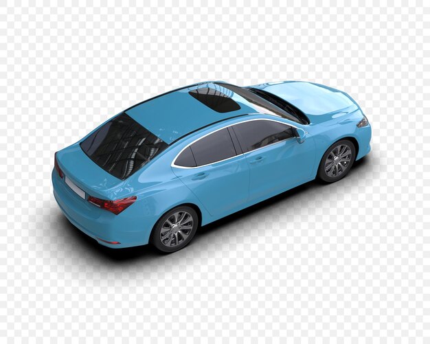 Sedán azul elegante con techo solar Diseño automotriz moderno
