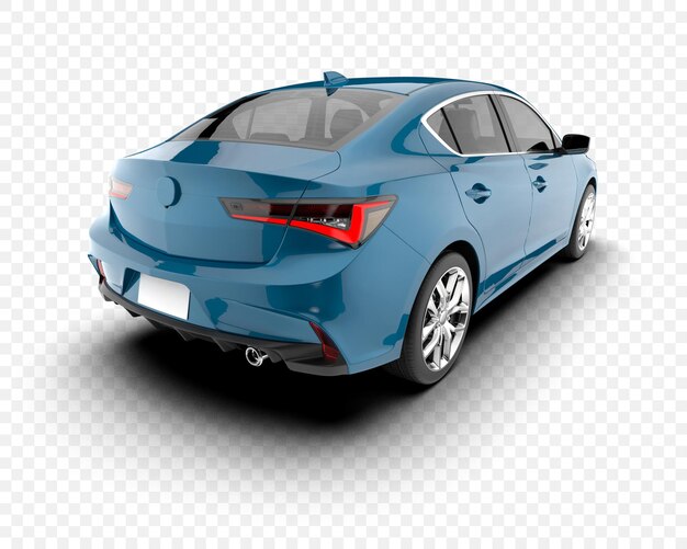 El sedán azul de la parte trasera del coche