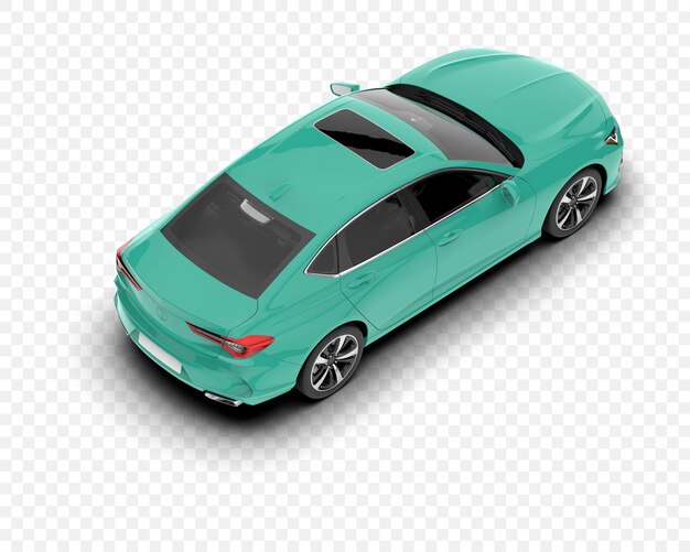 El sedán turquesa es la vista superior del coche
