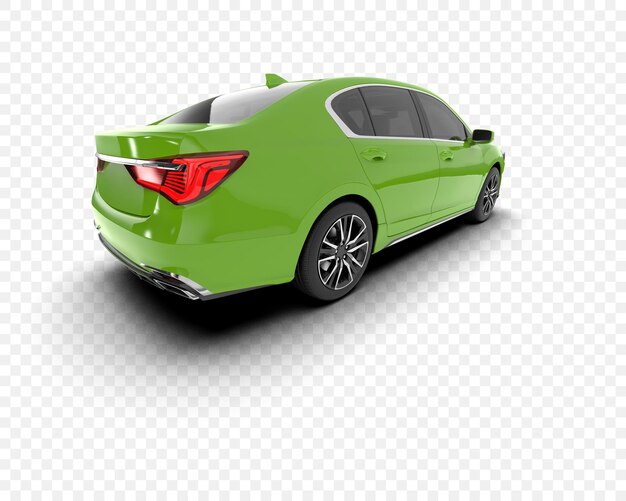 El sedán verde sobre un fondo blanco