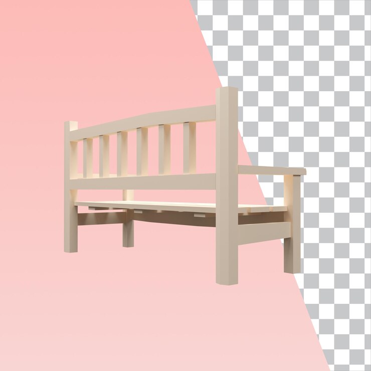 Sedia con braccioli lunghi in legno basso poli di rendering 3D