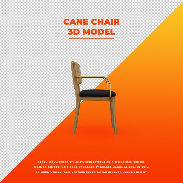 Sedia di canna 3d modello isolato