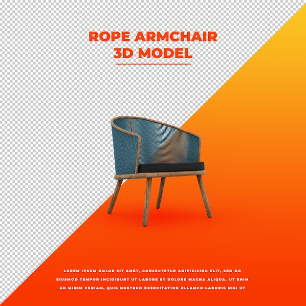 Sedia in corda 3d modello isolato