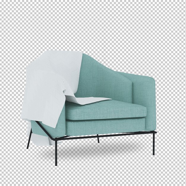 Sedia isometrica in rendering 3d