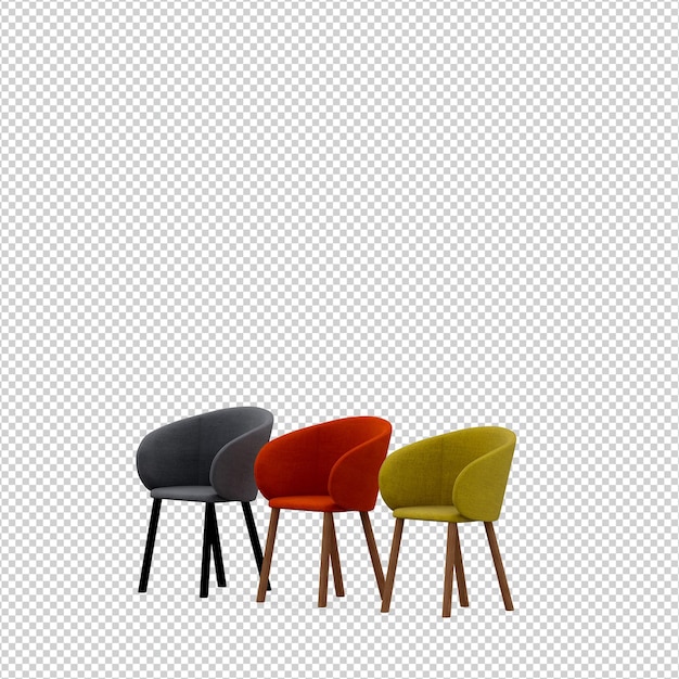 Sedie 3D rendering isolato