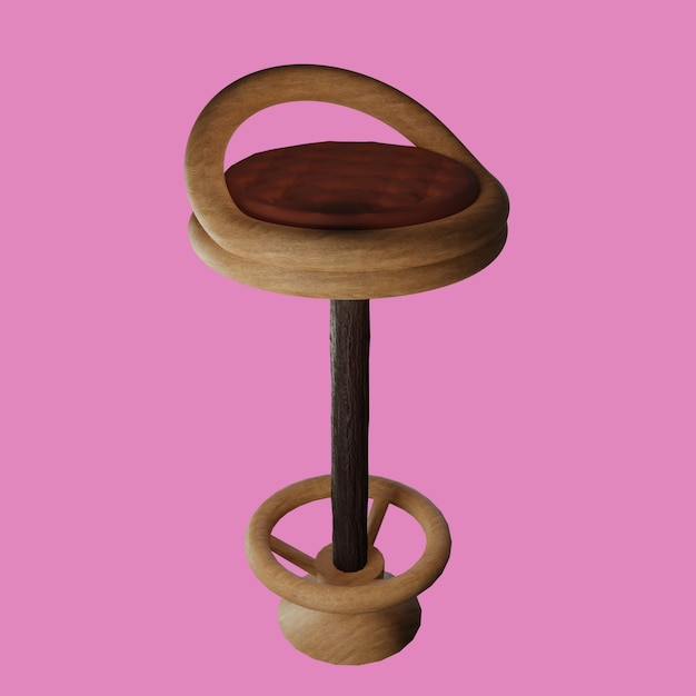 sedie da bar in legno Rendering 3D