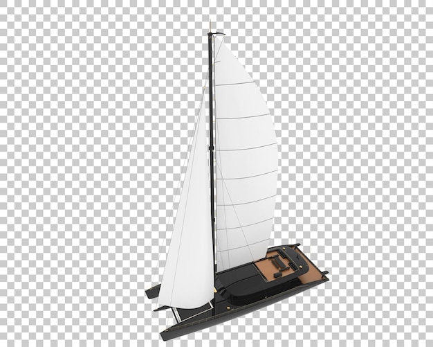 Segelboot auf durchsichtigem Hintergrund 3D-Rendering-Illustration