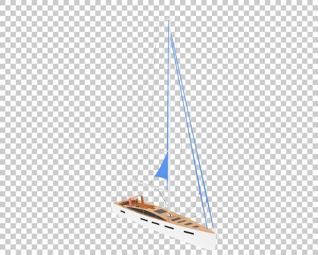 Segelboot auf durchsichtigem Hintergrund 3D-Rendering-Illustration