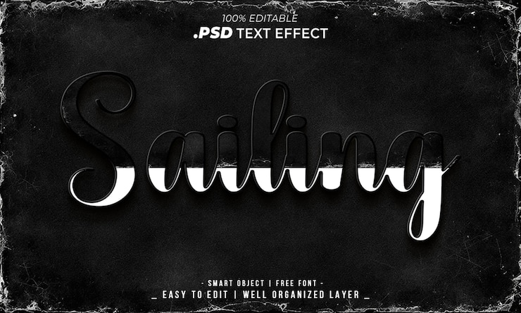 PSD segeltext-effekt