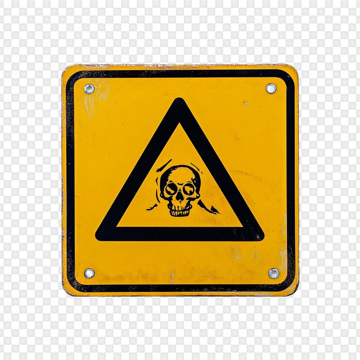 PSD segnale di pericolo skull and bones isolato su uno sfondo trasparente