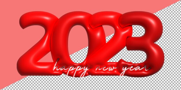 Segnaletica 3D 2023 realistica per il design della celebrazione del nuovo anno Concetto di felice anno nuovo
