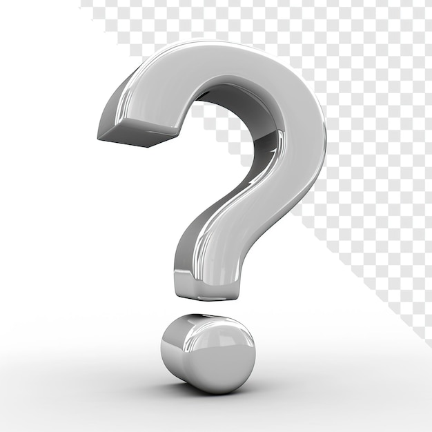 Segno d'interrogazione 3D liscio su sfondo bianco