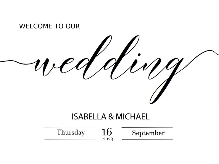 Segno di benvenuto semplice ed elegante per il matrimonio moderno