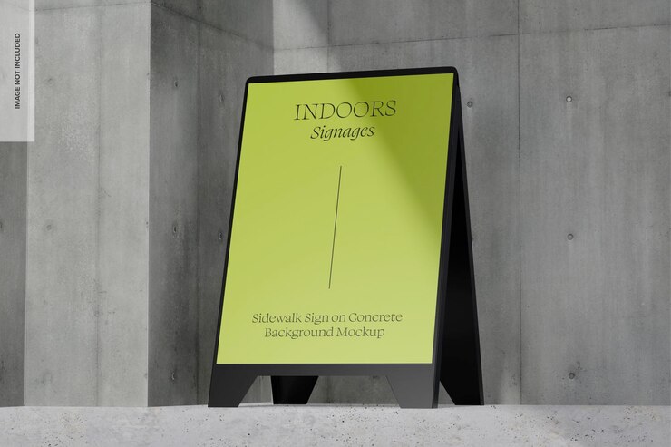 Segno di marciapiede su sfondo concreto Mockup, vista a destra