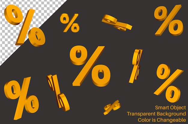 Segno di percentuale in calo in stile 3d