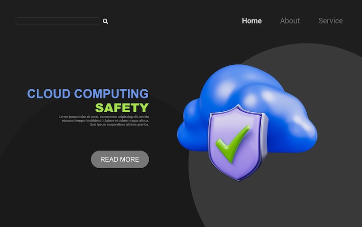 PSD segno di spunta dello scudo di sicurezza cloud su sfondo scuro concetto di rendering 3d per la protezione dell'archiviazione