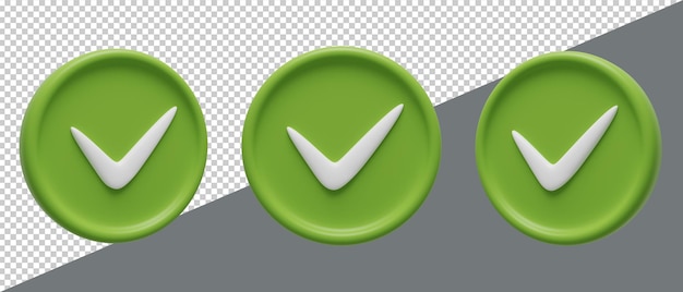 Segno di spunta icona simboli rendering 3d PSD Premium